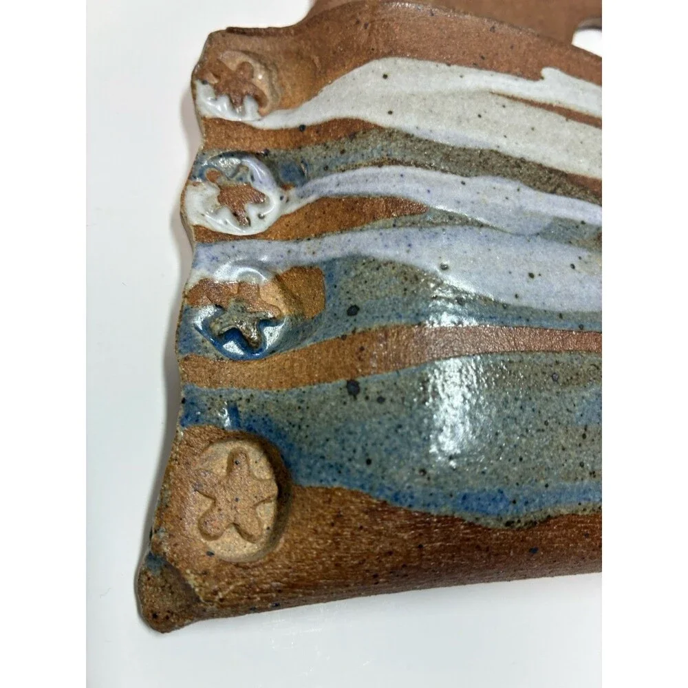 Handmade Pottery Wall Hanging Pocket Vase Beachy Theme